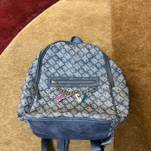 Juicy Couture Blue Backpack with Logo Pattern